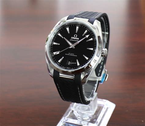 omega seamaster aqua terra black leather strap|omega rubber strap original.